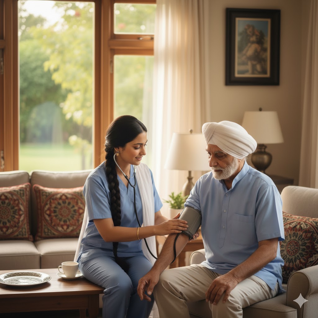 Caregiver helping elderly