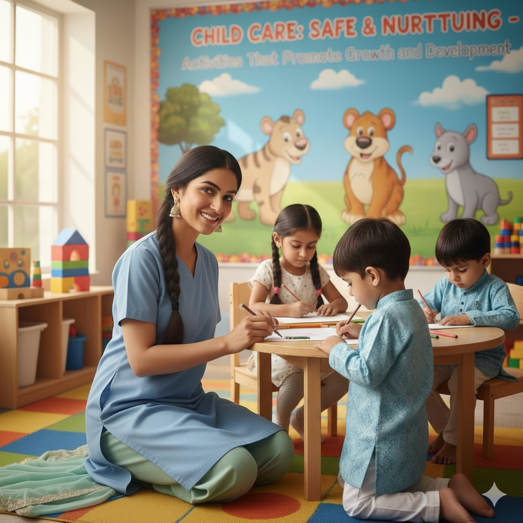 Happy caregiver and patient