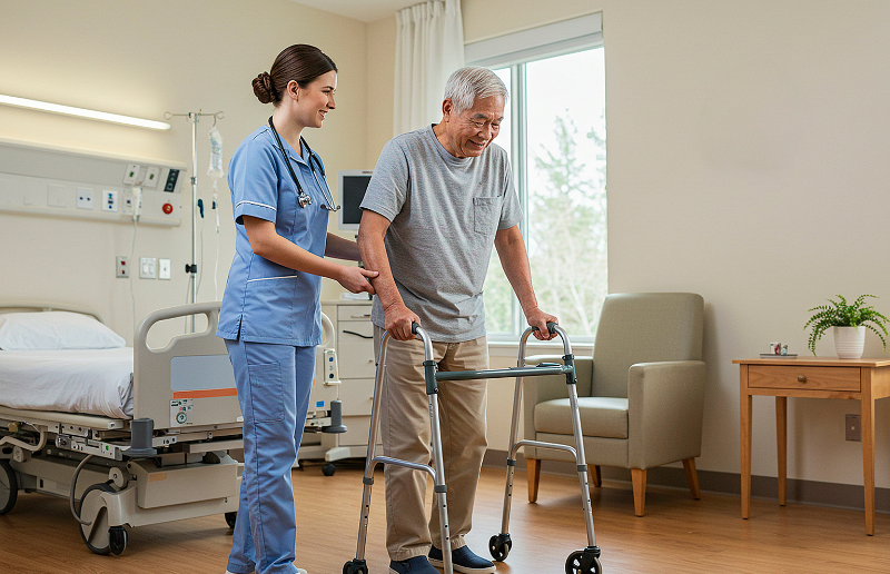 Happy caregiver and patient