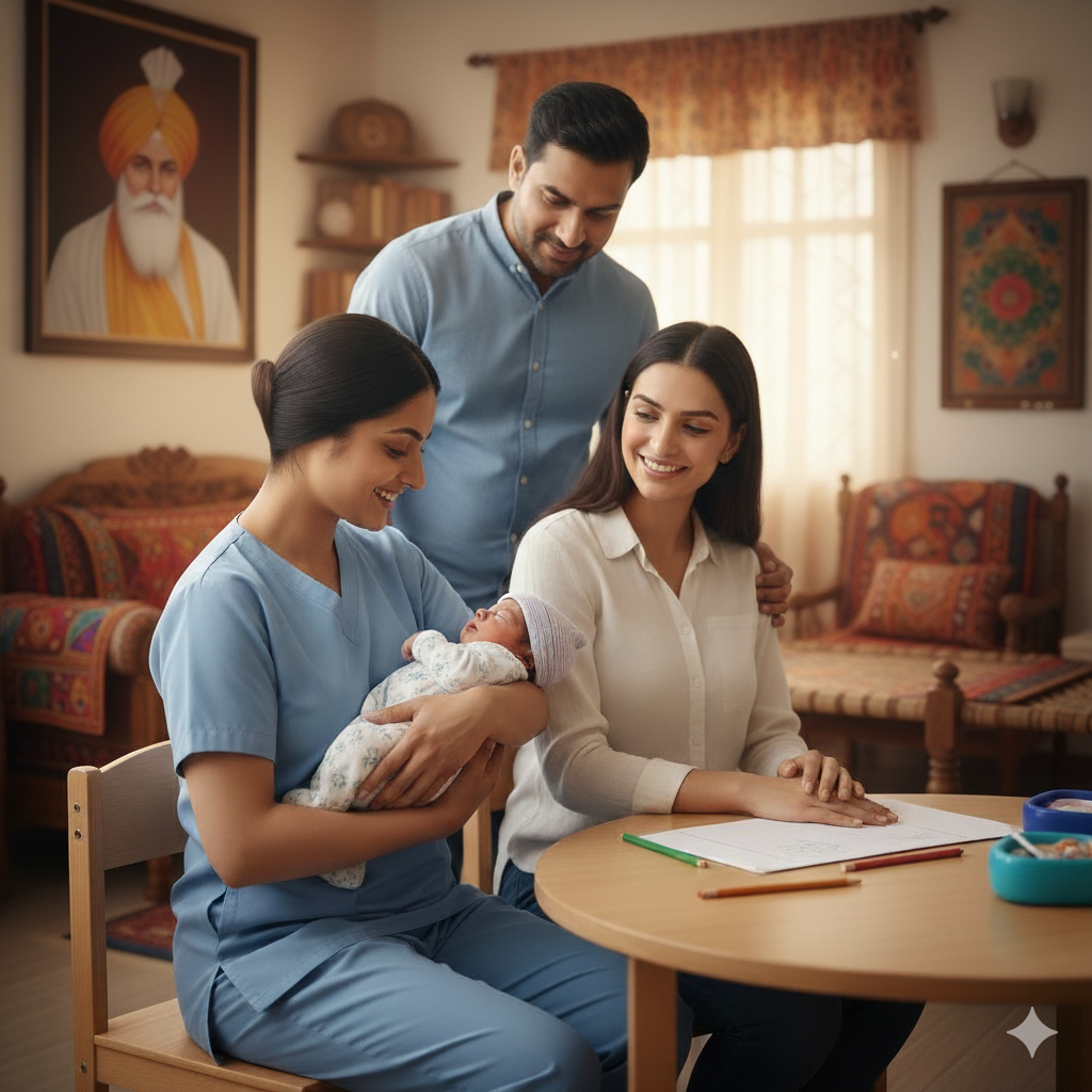 Happy caregiver and patient